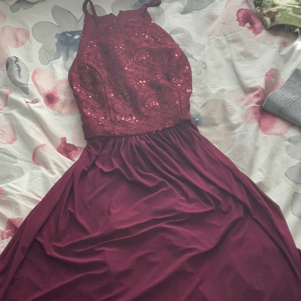 Elegant Burgundy Lace Dress